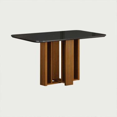 Imagem de Conjunto Sala de Jantar Jade Gold 1,20m tampo Chumbo 4 Cadeiras Jade -