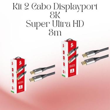 Imagem de KIT 2 Cabos DisplayPort 1.4 8K 3M HBR para Gaming e Profissionais - PI