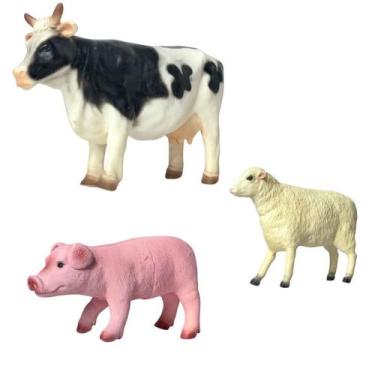 Imagem de Kit De Animais Da Fazenda Ovelha Porco Vaca Bichinhos Vinil Fazendinha