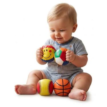 Imagem de Bolas Esportiva Mini 4 Peças Infantil Criança Bebe Macia Leve Divertid