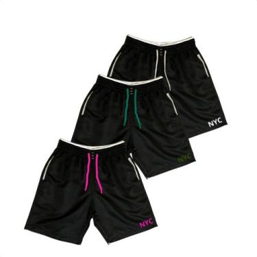 Imagem de Kit 3 Shorts Masculinos Praia Verão Tactel Poliéster Estampados Bermud