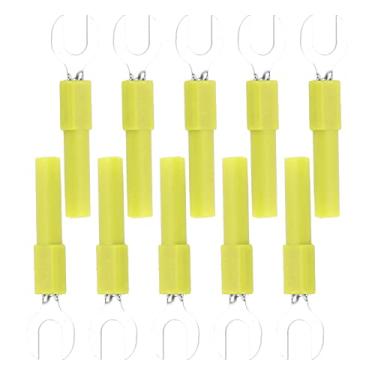 Imagem de Conectores de fio de forquilha, material de latão 6 mm/0,2 pol. tipo Y máximo. Terminais elétricos de crimpagem tipo U de 10A para consoles de jogos para gravadores de fita amarelo