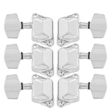 Imagem de 3 pontas de afinação semi fechadas para violão acústico esquerdo, 3 chaves de afinação para violão acústico (prata)