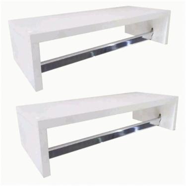 Imagem de Kit 2 Cabideiro Parede Branco Bebê 60cm