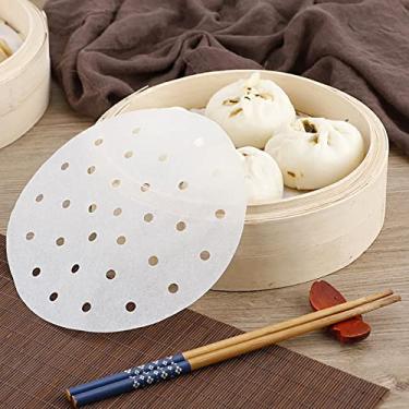 Imagem de Kit 400 Folhas Papel Furos Para Panela De Bambu Vaporeira (24 cm)