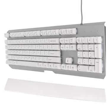 Imagem de Teclado mecânico USB com fio de 104 teclas, teclado ergonômico retroiluminado RGB, teclado de descanso de pulso ergonômico, layout de 104 teclas, teclado de escritório para laptop PC com Windows Gaming, cabo de 1,5 metros/69" (branco)