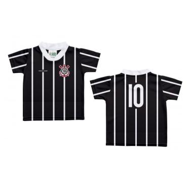 Imagem de Camiseta Bebê Corinthians Listras Preta - Torcida Baby