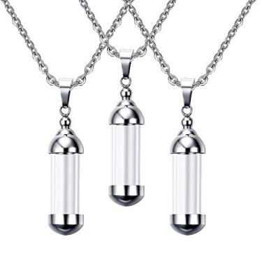 Imagem de Menolana Garrafas De Vidro Pingente Tubo Transparente Lembrança Colar Cápsula Transparente Garrafa De Vidro 3 peças