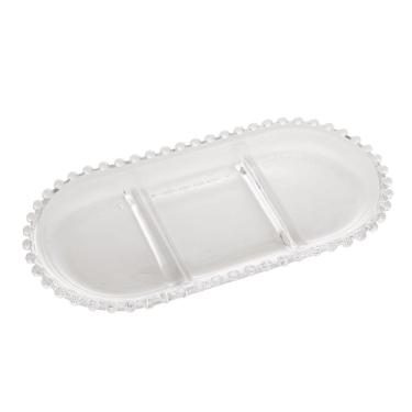 Imagem de Petisqueira De Cristal Wolff Pearl Oval Com 3 Divisórias
