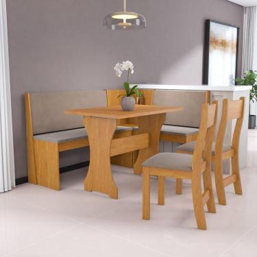 Imagem de Conjunto Canto Alemão com 2 Cadeiras Rock Viero Marrom/Flaxen