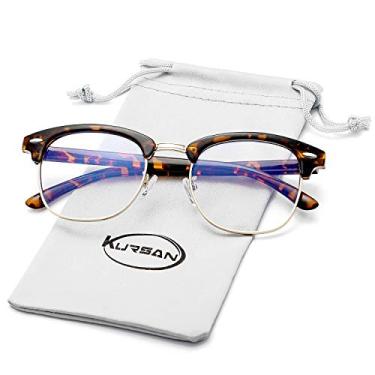 Imagem de Óculos com bloqueio de luz azul para mulheres e homens, armação sem aro, óculos nerd falsos, Ouro tartaruga, Medium