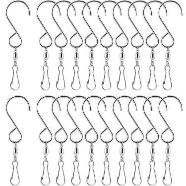 Imagem de Pacote com 20 clipes de ganchos giratórios TecUnite para pendurar sinos de jardim e sinos de cristal