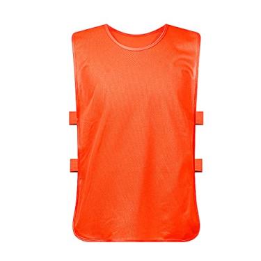 Imagem de Babadores de futebol adulto equipe esportes futebol treino treino colete malha respirável secagem rápida para atividades de construção em grupo ao ar livre 6 peças, laranja, tamanho grande