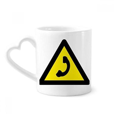 Imagem de Símbolo de aviso amarelo preto chamando caneca triângulo proibido café cerâmica copo de coração de vidro