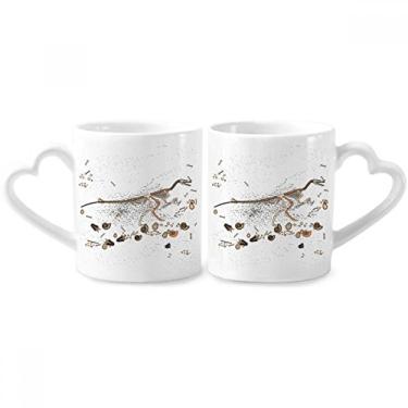 Imagem de Bones Conjunto de canecas de porcelana para casais, de dinossauros, pequenos, de cerâmica, para amantes e coração