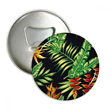 Imagem de Abridor de garrafas com ímã de geladeira e desenho de folhas tropicais