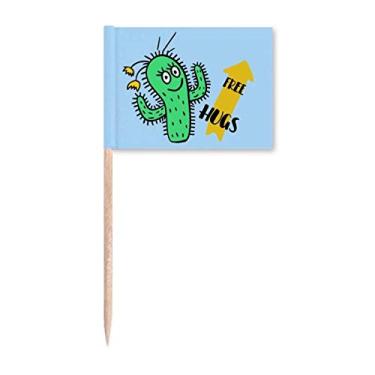 Imagem de Free Hugs Cactus Art Deco Presente Fashion Palito Bandeira Marcador Decoração de Festa