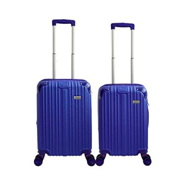 Imagem de Conjunto Malas Expansiva 2 Peças Viagem Bagagem Bordo Avião Rodinhas 4 Rodas Dupla 360° Abs Cor:Azul;Tamanho:P PP