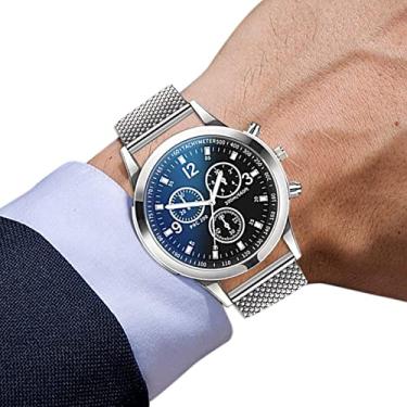 Imagem de Relógios masculinos modernos – negócios luxo para homens relógios à prova d'água masculino | Relógio masculino casual negócios, cinto malha aço inoxidável simples para negócios quartzo Aocate