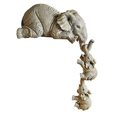 Imagem de Fenteer Adorável estátua de elefante para escritório em casa estátua de animal de resina decoração de mesa decoração de elefantes para amantes de elefantes decoração de casa