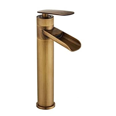 Imagem de LIDON Torneira de vaidade torneira de cachoeira torneiras de banheiro torneira de pia de banheiro furo único alto alça única um furo torneira de banheiro torneira preta banheiro para lavatório, branco B (cor: antigo b)