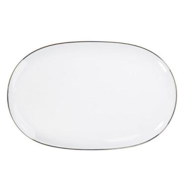 Imagem de Travessa Rasa Oval 36 Cm Porcelana Schmidt - Dec. Filetado Prata Itama