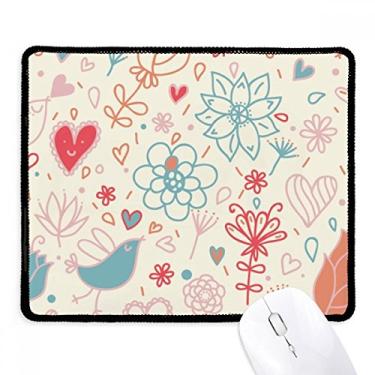 Imagem de Mouse pad antiderrapante com flores de pássaro, para jogo escritório e bordas costuradas para presente