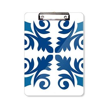 Imagem de Marrocos decoração floral azul padrão prancheta pasta bloco de escrita placa de apoio A4