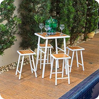 Imagem de Conjunto De Mesa E 4 Bancos Quadrado Branco Área Externa