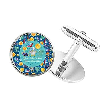 Imagem de DIYthinker Abotoaduras com clipe de botão redondo Universe and Alien in The Space