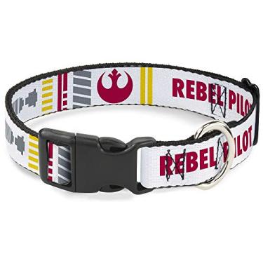 Imagem de Coleira de cachorro com clipe de plástico Star Wars Rebel Pilot Rebel Alliance Insignia X Wing Fighter 38 a 66 cm de largura 2,5 cm