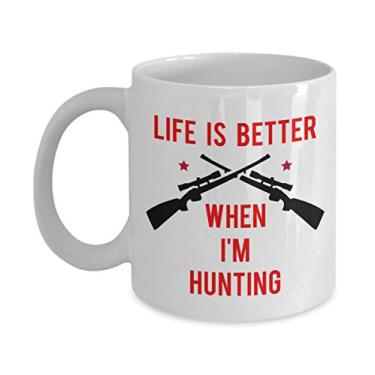 Imagem de Caneca de café Life Is Better When I'm Hunting – Caneca de café de chocolate quente divertido – ideia de de Natal