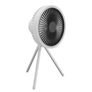 Imagem de YOUTHINK Ventilador de tripé portátil com função 3 em 1, temporização de 3 engrenagens, forte, suspensão de dupla finalidade, banco de energia de emergência para acampamento ao ar livre