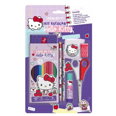 Imagem de KIT LÁPIS DE COR 12 CORES HELLO KITTY CAIXA C/ 6 KITS LEOELEO