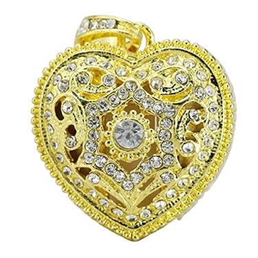 Imagem de Pen Drive USB em formato de coração de 64 GB, unidades USB pen drives USB 2.0 disco pen drive de armazenamento de data, disco com zíper, pen drive USB (dourado)