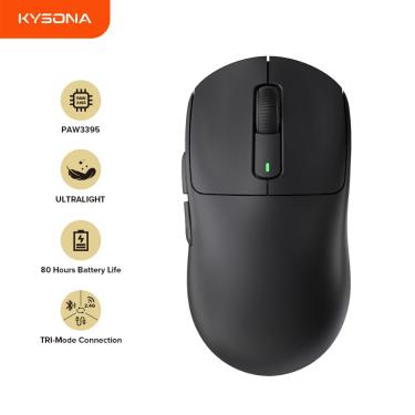 Imagem de Kysona-Mouse Gaming Esports sem fio  M600  preto  PAW3395  6 botões ópticos  Ratos de computador