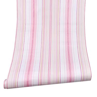 Imagem de Yifasy Papel de parede de listras rosa 6 m Roll Revamp Sapateira Consola Mesa Parede DIY Papel Cômoda Forro Prateleira (M-236 x 17,7 polegadas)
