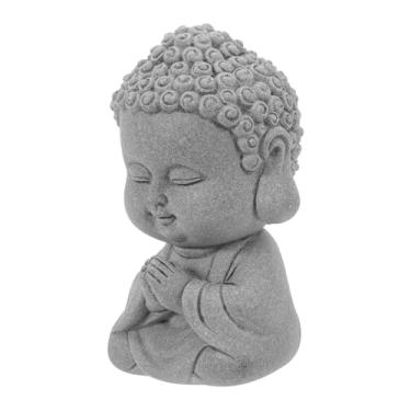 Imagem de IMIKEYA Estátua de Buda Decoração Meditando Buda Figura Zen Jardim Estátua Desktop Buda Ornamento Antigo Buda Estatueta Chinesa Feng Shui Decoração Tanque de Peixes Bebê Bluestone Tathagata