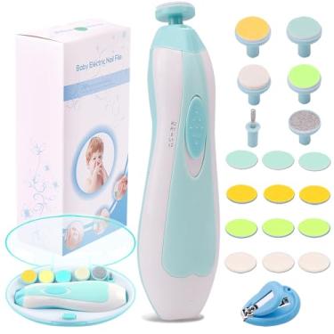 Imagem de Cortador de unhas elétrico para bebês, lixas de unhas para bebês, kit de moedor de lixa de unhas seguro para recém-nascidos, crianças ou adultos, esmalte, com luz de LED e 10 cabeças de moagem