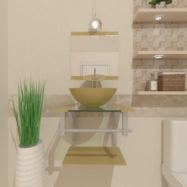 Imagem de Gabinete de Vidro 40cm Ac com Cuba Redonda Bege