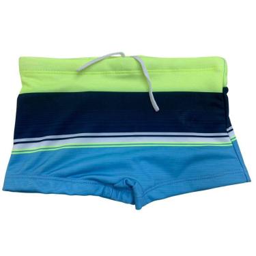 Imagem de Sunga Neon Listrada Infantil Juvenil Com Proteção Solar UV50