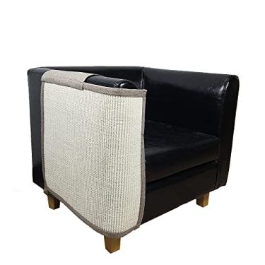 Imagem de Sofá arranhador para gatos - proteção de móveis de sisal natural contra gatos - arranhador de canto para gatos, cadeira, sofá - fácil instalação (apoio de braço direito para sofá cáqui)