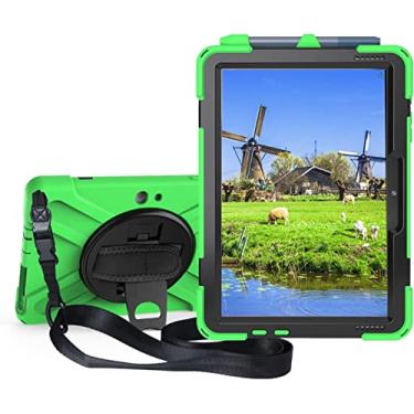 Imagem de Sfulatdc Capa para tablet com alça rotativa 360 e suporte, capa protetora resistente, compatível com Microsoft Surface Go 4/3/2/1, verde
