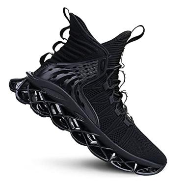 Imagem de DUDHUH Tênis de corrida masculino confortável atlético cross trainer casual caminhada moda tênis masculino, Preto, 38
