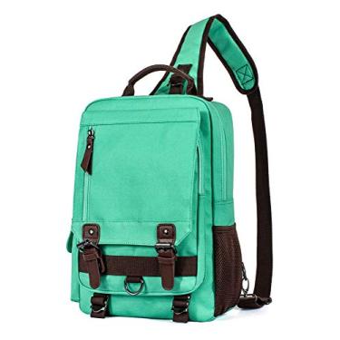 Imagem de H HIKKER-LINK Bolsa carteiro de lona transversal mochila tiracolo mochila casual viagem escola, G - verde, Large 1, Retrô