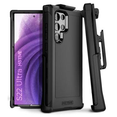 Imagem de MOTIVE Série Bunker para Samsung Galaxy S22 Capa de coldre ultra resistente com clipe de cinto | Capa de telefone robusta de nível militar quad-Layer - Preta