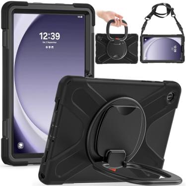 Imagem de NINKI Capa para Samsung Galaxy Tablet A9 Plus com alça de ombro, capa rígida de silicone para Samsung Tab A9 Plus de 11 polegadas 2023 preta