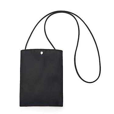 Imagem de Bolsa para celular de lona de algodão puro mini bolsa de tecido estilo japonês simples e versátil bolsa quadrada pequena mensageiro, Nylon preto, S, Elegante, versátil