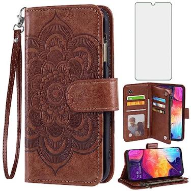 Imagem de Asuwish Capa de telefone para Samsung Galaxy A50 A50S A30S Capa carteira com protetor de tela de vidro temperado e suporte de cartão flip de couro flor acessórios celulares A 50 50S 30S S50 50A SM