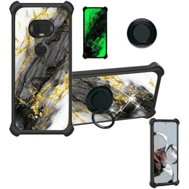 Imagem de Capa Revvlry+ Plus compatível com Motorola Moto G7/G7+Plus Capa T-Mobile Revvlry+ Plus [PC rígido + silicone macio][glitter dourado + luminoso] JSH-HDL